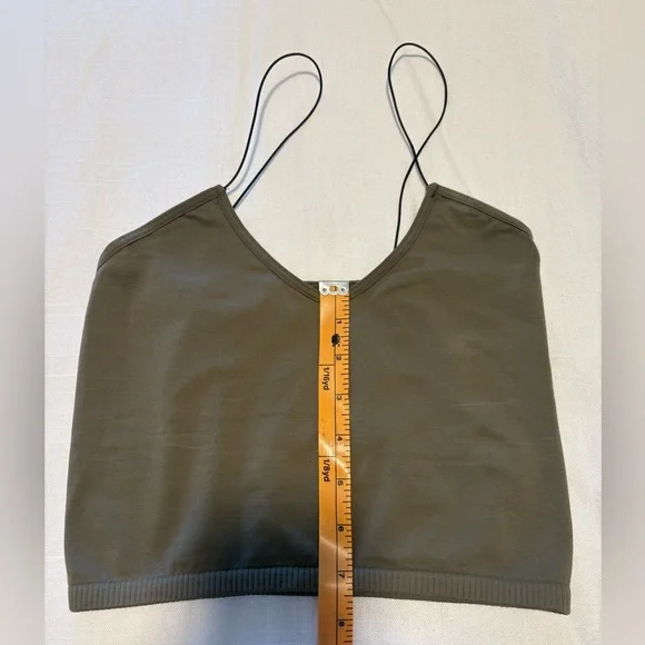 Free People, Intimately Olive Green Women's Spaghetti Strap Crop Top - Picture 5 of 6